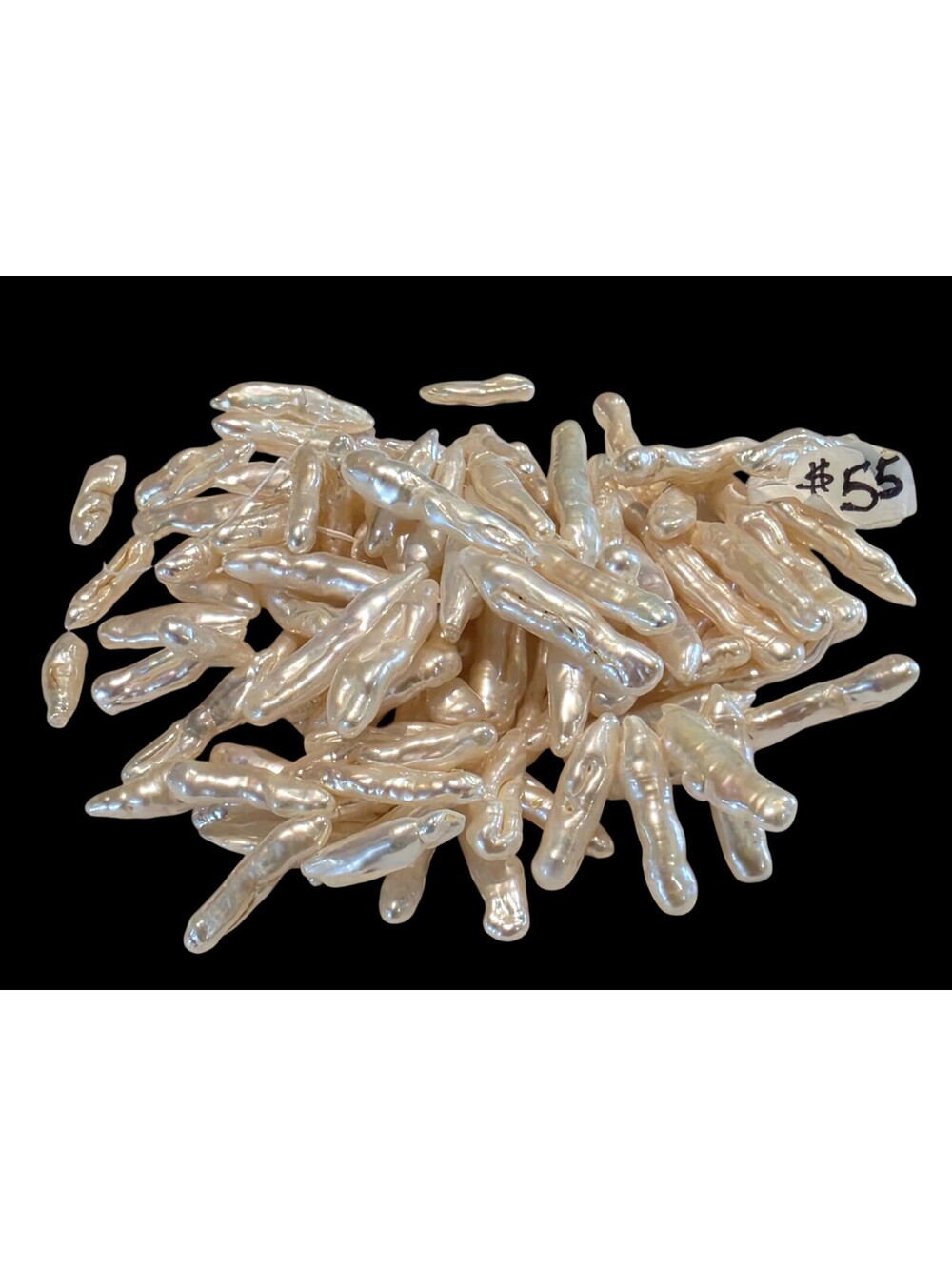 Bulk 93g White Biwa Stick Pearl Loose Beads Lot Iridescent Freshwater Twig